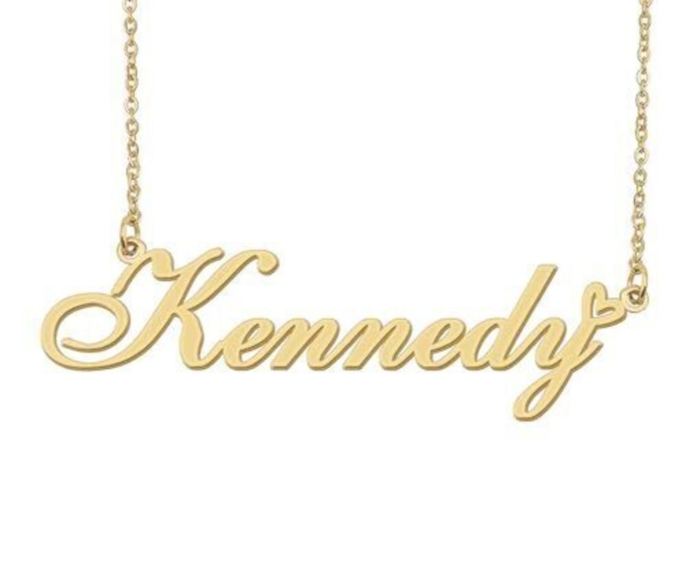 5642 Kennedy Name Necklace Heart Charm Pendant 18k Gold Plated Stainless